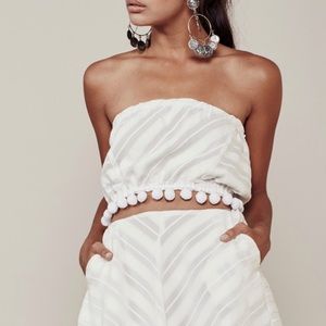 NWT✨For Love & Lemons Alessandra Crop Top Pom Poms